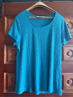 croft & barrow Teal Textured Short-Sleeve Scoop Neck Top
